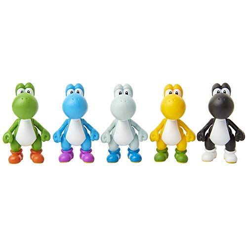 Super Mario Yoshi Multi Pack Exclusive 2.5 Inch Mini Figure 5 Pack. Green Blue White Yellow and Black Yoshi New