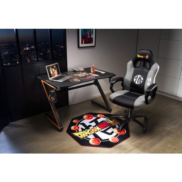 Gaming bucket seat - DBZ gamer armchair with ergonomic seat - Swivel office and game chair - Official Dragon Ball Super license - Black and grey (New)