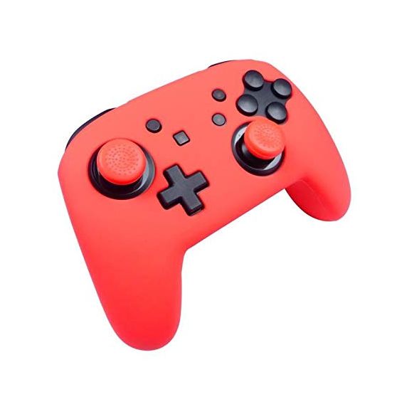 Subsonic Silicone Protective Cover for Nintendo Switch Pro Controller /Custom Kit Colorz with Shell and Grips for Joysticks, Neon Red (New)
