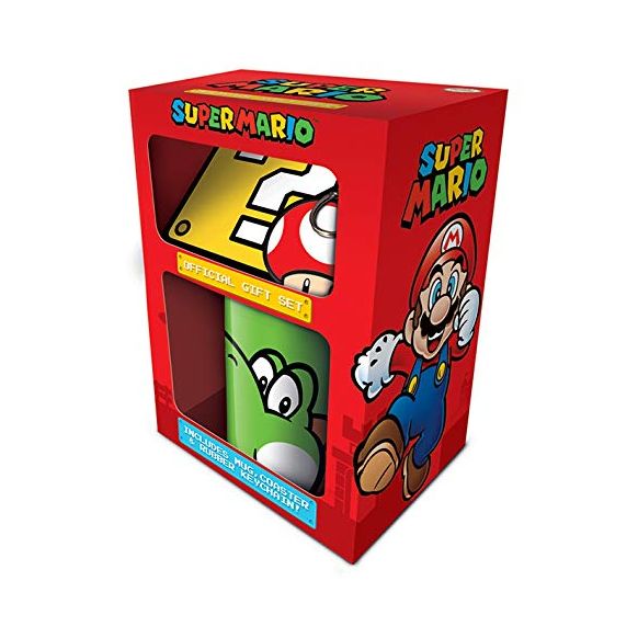 Super Mario 'Yoshi' Mug, Coaster and Keyring Set, 11 oz/315ml (New)