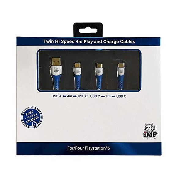 iMP Tech PS5 High Speed 4 Metre Play & Charge Cable Twin Pack (PS5) (New)