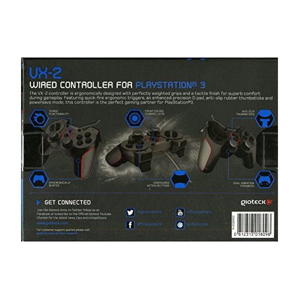 Gioteck VX-2 Wired Controller - Black (PS3/PC) (New)