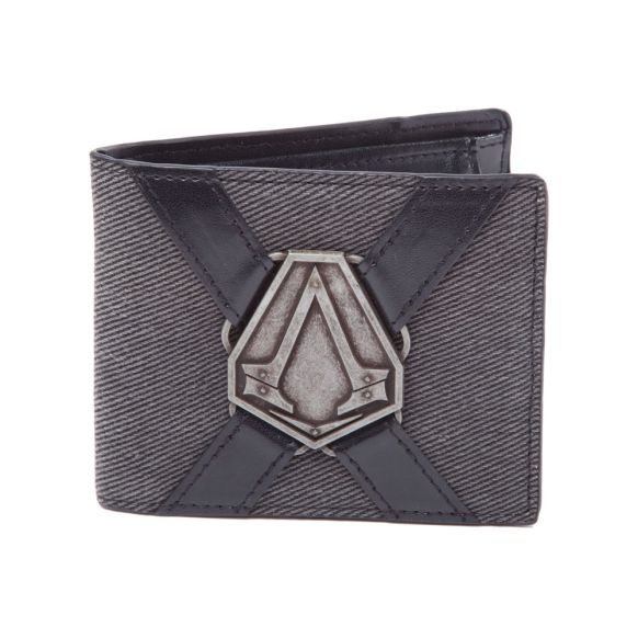 Assassin's Creed Syndicate Unisex Metal Brotherhood Crest Pendant Bi-Fold Wallet, One Size, Grey/Black 