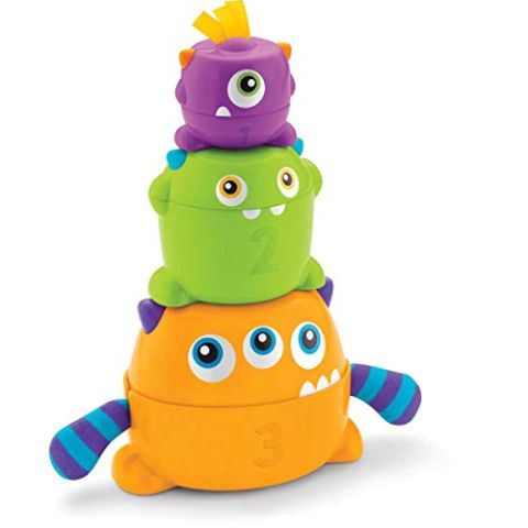 Fisher Price Stack and Nest Monsters, Baby Stacking Toy with Rattle, Sounds and Textures, Different Colours and Numbers, 6 Months Plus (New)