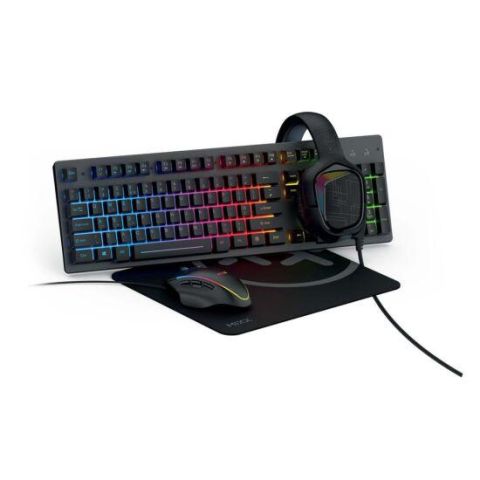 MIXX RapidX Bundle 4-in- 1 Wired Gaming Set - Headset, RGB Keyboard (UK),  Mouse, and High Density Mouse Mat (New)