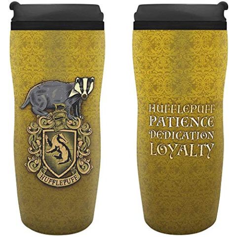 Harry Potter Travel Mug Hufflepuff Crest Official Yellow 355ml Plastic One Size (New)