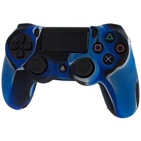 Pro Soft Silicone Protective Cover with Ribbed Handle Grip [Blue Camo]  (PS4) (New)