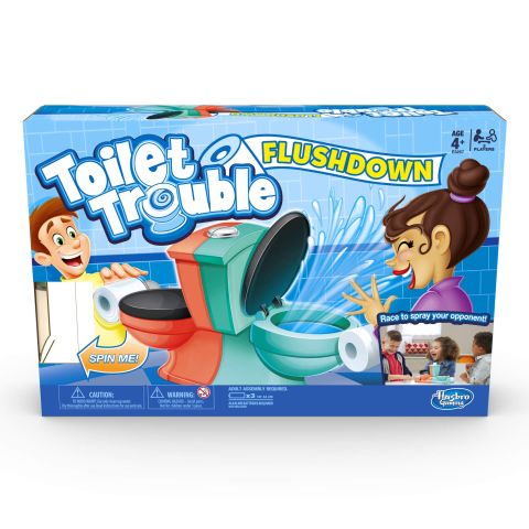 Hasbro Gaming Toilet Trouble Flushdown Kids Game Water Spray Ages 4+ (New)