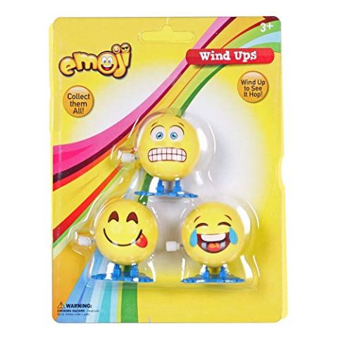 Emoji Wind Up Pack of 3 Jumping Hopping Toys Kids Party Bag Fillers Age 3+ (New)