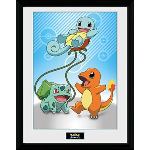GB eye LTD, Pokemon, Kanto Starter, Framed Print, 30 x 40cm, Wood, Multi-Colour, 52 x 44 x 3 cm (New)