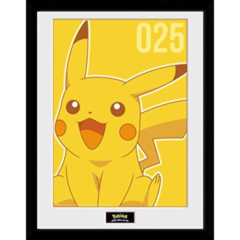 GB eye LTD, Pokemon, Pikachu Mono, Framed Print, 30 x 40cm, Wood, Multi-Colour, 52 x 44 x 3 cm (New)