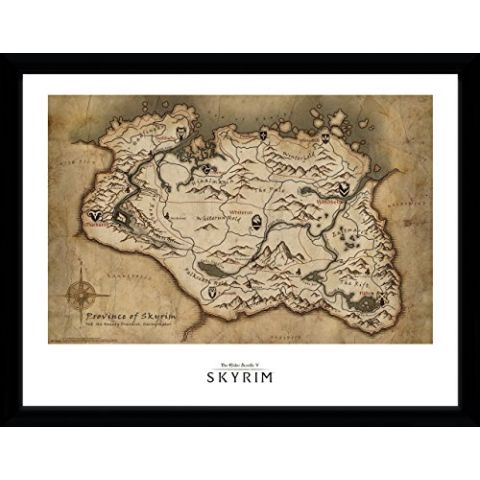 Skyrim Map Framed Print (30 x 40cm) (New)