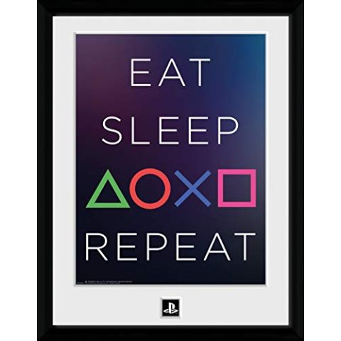PlayStation Eat Sleep Repeat 24 x 30 CM Framed Print (New)