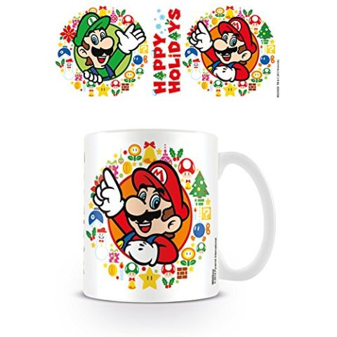 Super Mario Bros. Happy Holidays Coffee Mug, Ceramic, Multi-Colour, 7.9 x 11 x 9.3 cm (New)