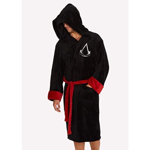 Groovy Assassin's Creed Hooded Bathrobe, Polyester, Black, One Size (New)