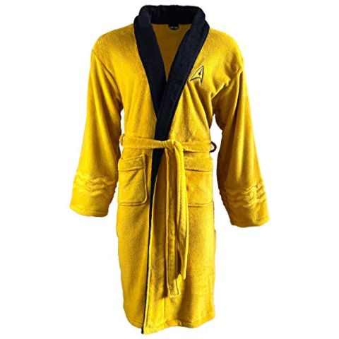 Groovy Men's Bathrobe Dressing Gown Robe Star Trek Mustard Kirk Official Merch, Yellow, One size (New)