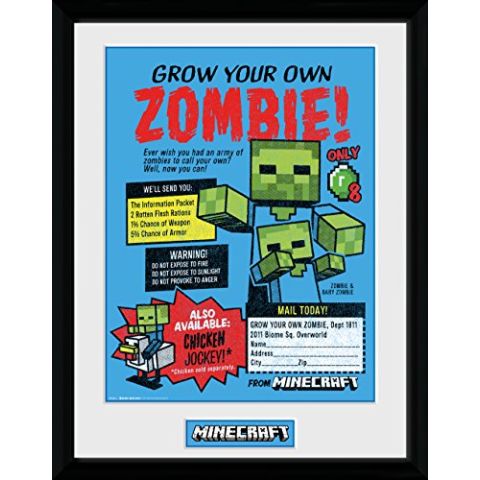 GB eye LTD, Minecraft, Grow Your Own Zombie, Framed Print 30x40cm, Wood, Various, 52 x 44 x 3 cm (New)