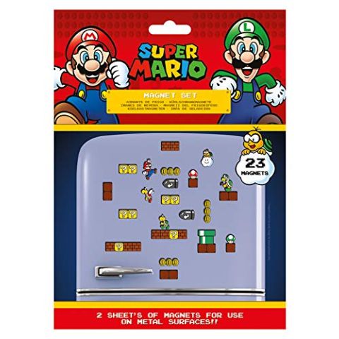 Super Mario MS65081 Kit of 23 Magnets (UK Mushroom), Multi-Colour, 18 x 24 x 0.3 cm (New)