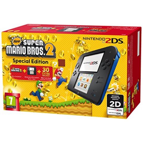 Nintendo Handheld Console 2DS -  Black/Blue with New Super Mario Bros 2 (New)