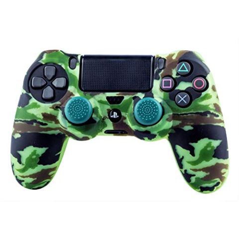 Silicone Skin + Thumb Grips Camo Woodland (PS4) (New)