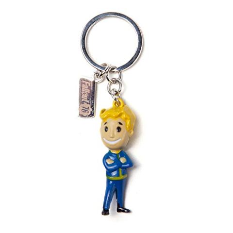 Fallout Vault Boy & Logo 3D Metal Keychain (Ke255707Fal), 9 cm, Blue (New)