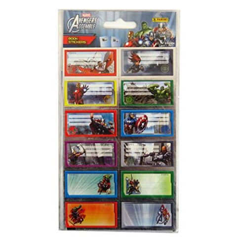 Book Stickers Marvel Avengers Assemble Pack of 12, Size 50mm x 30mm (New)