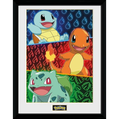Pokemon - Starters Glow Framed Print 30x40cm (New)