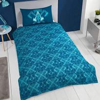 Assassin's Creed Valhalla Single Duvet Cover and Pillowcase Set Reversible Black/Blue, SP1-ASS-VAL-12 (New)