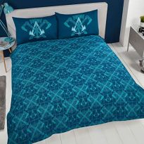 Assassin's Creed Valhalla Double Duvet Cover and Pillowcase Set Reversible Black/Blue, DP1-ASS-VAL-08 (New)
