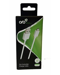 ORB 3m Controller Charge Cable White - compatible with Xbox One S (New)